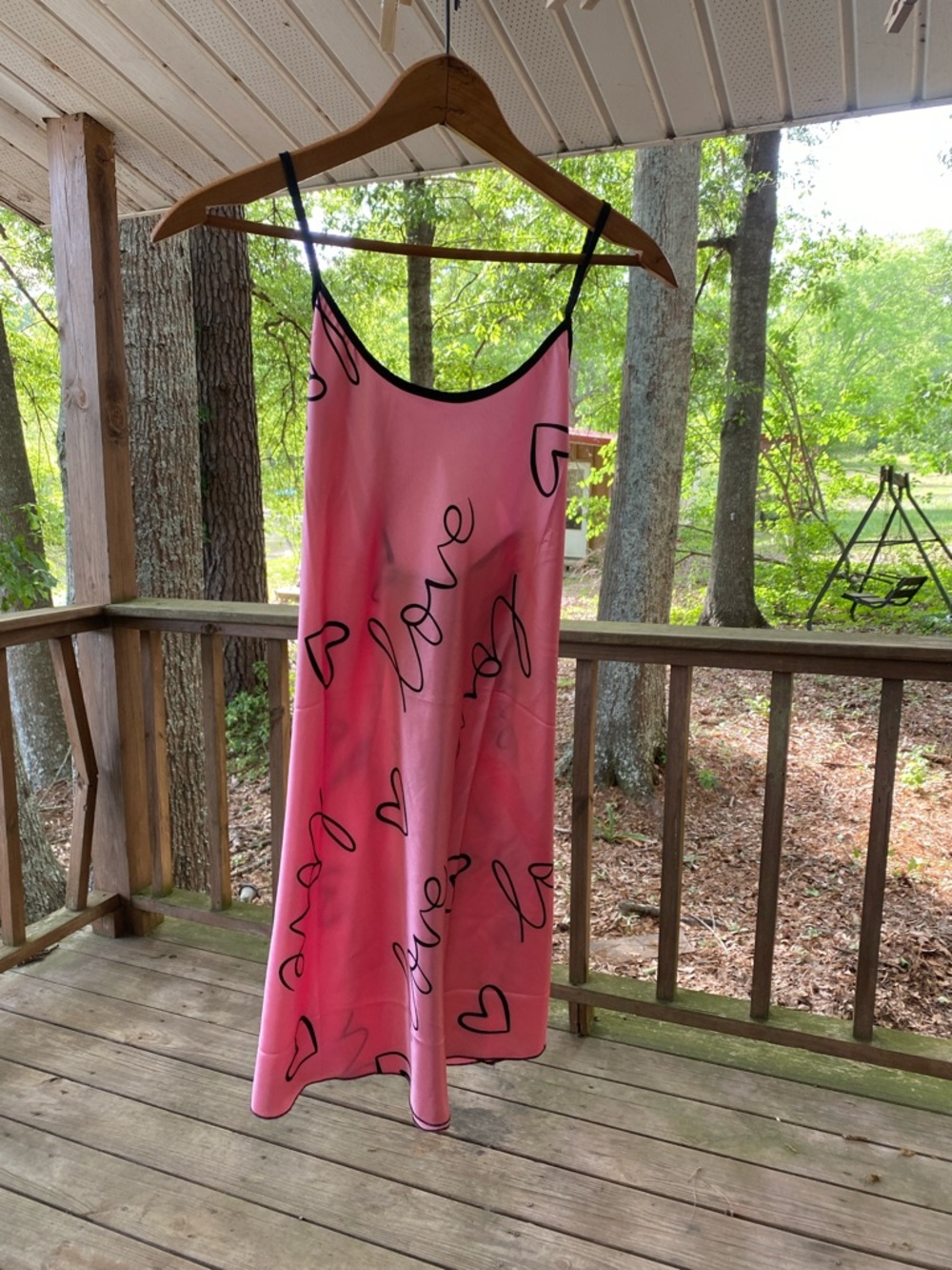 Pink Heart Print Slip Dress
